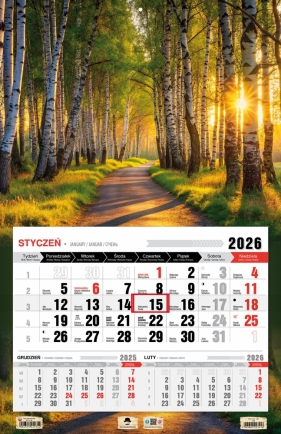 Kalendarz 2026 jednodzielny 3XL - Las