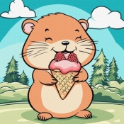 Malowanie po numerach - Lato.Chomik z lodami 25x25