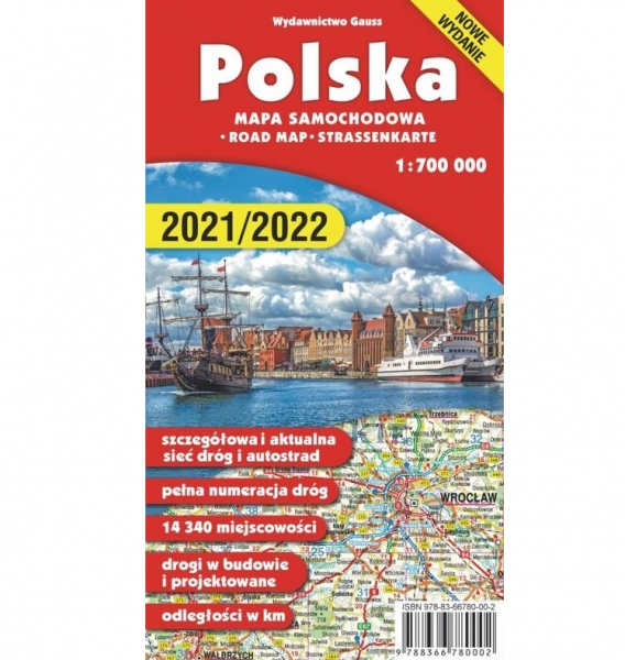 Polska. Mapa samochodowa 1:700 000