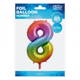 Balon foliowy Godan cyfra 8 tęczowy 85cm 40cal (HS-C34T8)