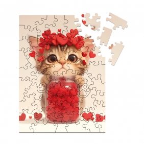 Puzzle drewniane 50: Kotek pełen miłości