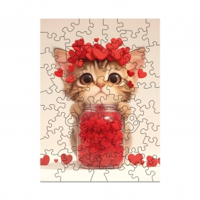 Puzzle drewniane 50: Kotek pełen miłości