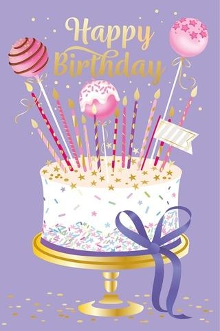 Karnet Urodziny - Lilac Birthday Cake