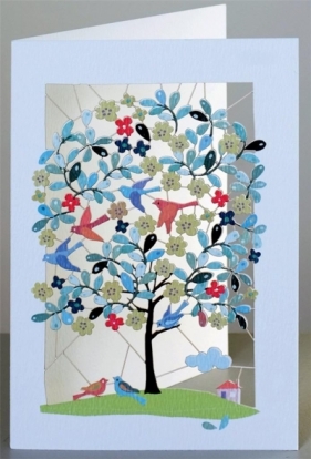 Karnet PM141 wycinany + koperta Drzewo i ptaki