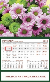 Kalendarz 2019 Jednodzielny Kwiaty