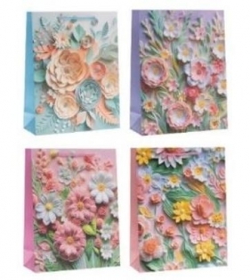 Torebka ozdobna 18x23x8cm Kwiaty MIX