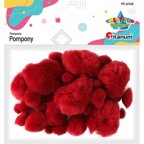 Pompony akrylowe, 45 szt. - czerwone (438537)