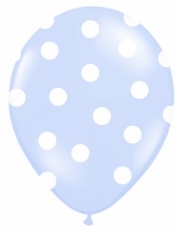 Balony 30 cm błękitne w białe kropki 50 sztuk (SB14P-223-011W)