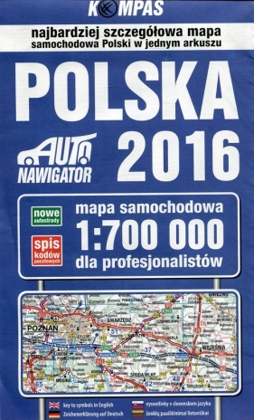 Polska 2016 Mapa samochodowa dla profesjonalistów 1:700 000