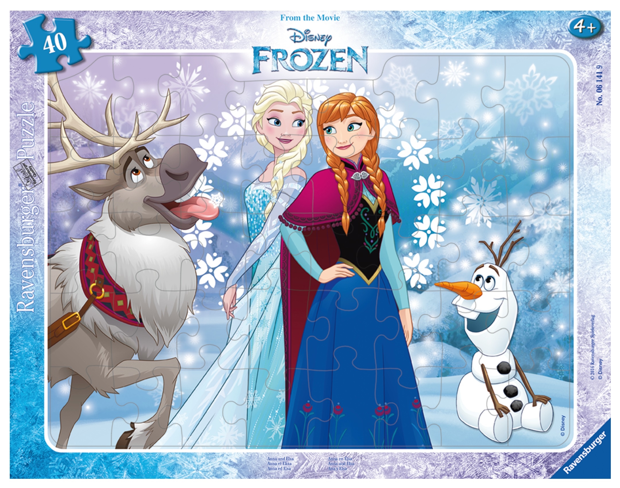 Ravensburger, Puzzle ramkowe 40: Kraina Lodu, Anna i Elsa (061419)