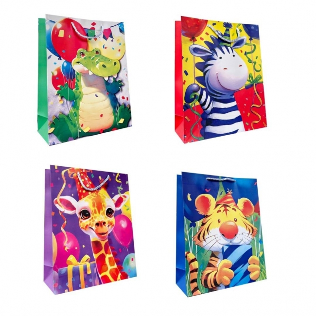 <img src='https://webimage.pl/pics/420/2/d5905868102420.jpg' style='height:440px' /> Torebka prezentowa dziecięca M Zwierzęta ZOO mix