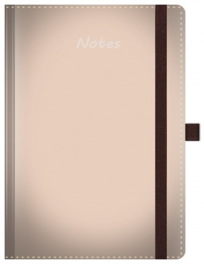 Notes A5 pastelowy z gumką brązowy kratka biały papier