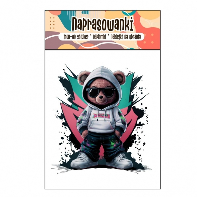 Naprasowanki Termo na Ubrania DTF Miś Hip-Hop