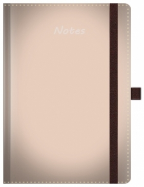 Notes A5 pastelowy z gumką brązowy kratka biały papier