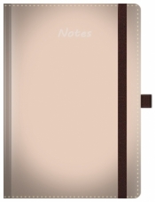 Notes A5 pastelowy z gumką brązowy kratka biały papier