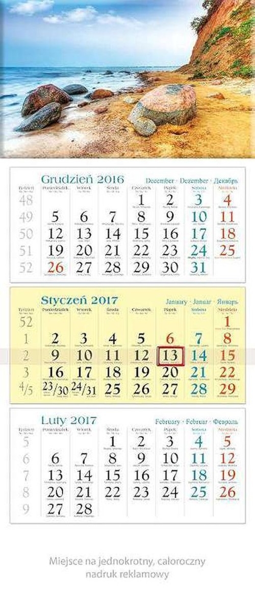 Kalendarz trójdzielny 2017 Wybrzeże