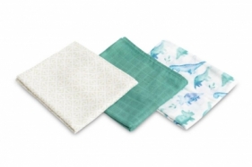 Pielucha bambusowa 3-pak dino green 70x80cm