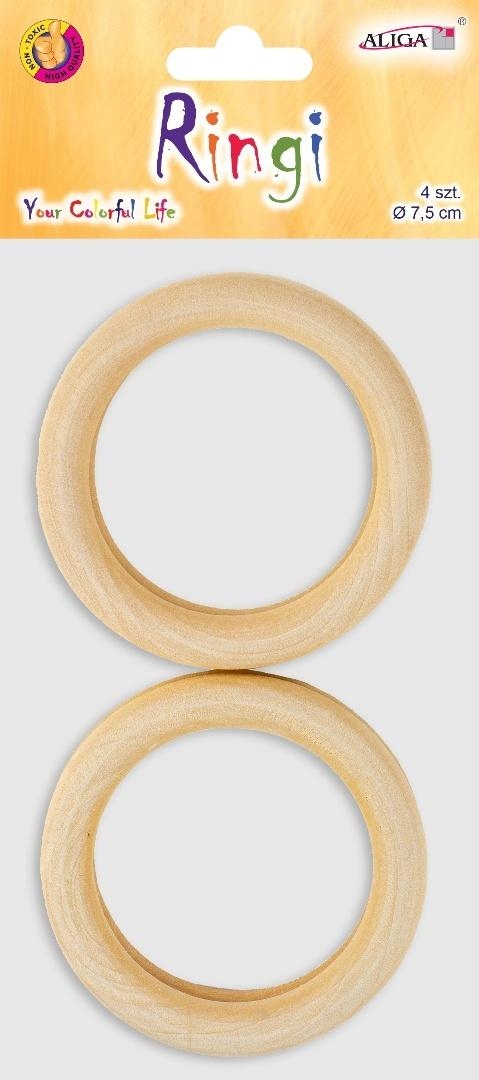 Ringi drewniane 7,5cm 4szt