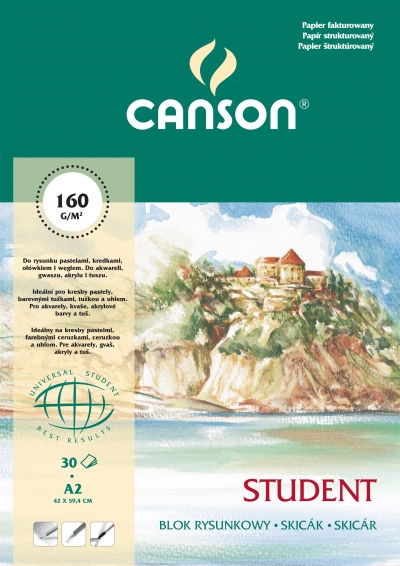 Blok rysunkowy Canson Student A2 160g 30ark fakturowany (zielony)  (100554892)