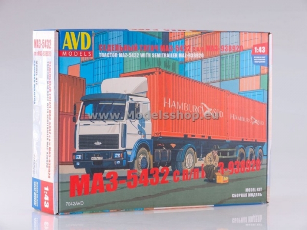MAZ-5432(new) Tractor Truck with Semitrailer MAZ-938920 model kit (7042AVD)