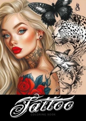 Kolorowanka A4 pionowa 8 obrazków Tattoo żółta