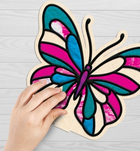 Zestaw do kolorowania plasteliną na drewnie - motyle