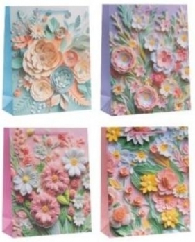 Torebka prezentowa 26x32x10cm Kwiaty MIX