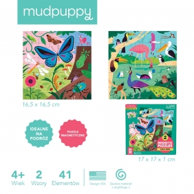 Mudpuppy, Puzzle magnetyczne 2w1 - Robaki i ptaki, 41 el.