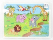 Puzzle drewniane z pinezkami 30x23 cm