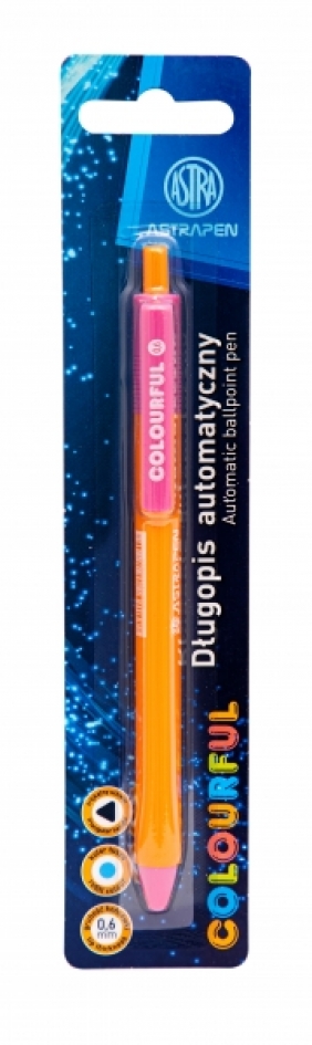 Długopis automatyczny trójkątny Colorful 0.6 mm Astra Pen, blister 1 szt.