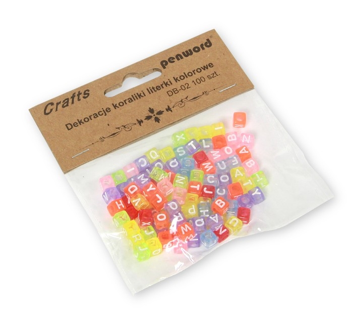 Koraliki literki kolorowe 6x6mm 100szt