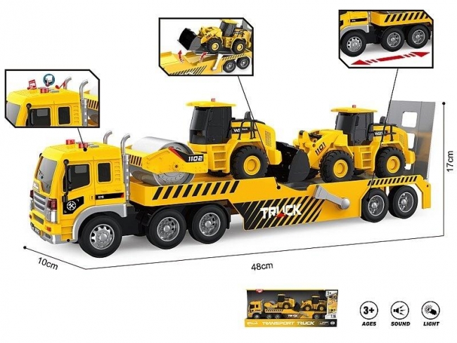 Auto ciężarowe z lawetą i 2 koparkami 1:16