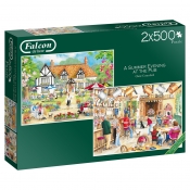 Puzzle 2x500: Falcon - Letni wieczór w pubie (11242)