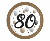 Talerzyki papierowe 80 urodziny FSC 23cm 8szt