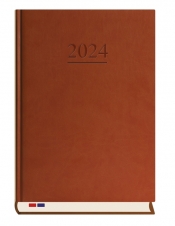 Kalendarz Stacjonarny 2024, dzienny A4 brązowy (T-229-S2)