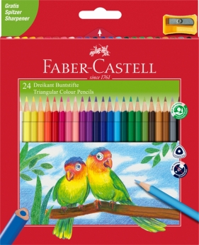 Trójkątne kredki Faber-Castell Eco, 24 kolory + temperówka (120524)