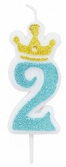 Świeczka 2 niebieska 6,8cm PARTY GO