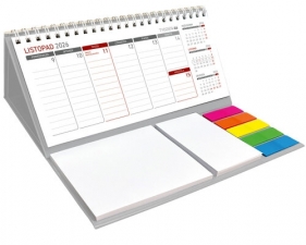 Kalendarz 2026 z notesem tygodniowy spiralowany SZARY