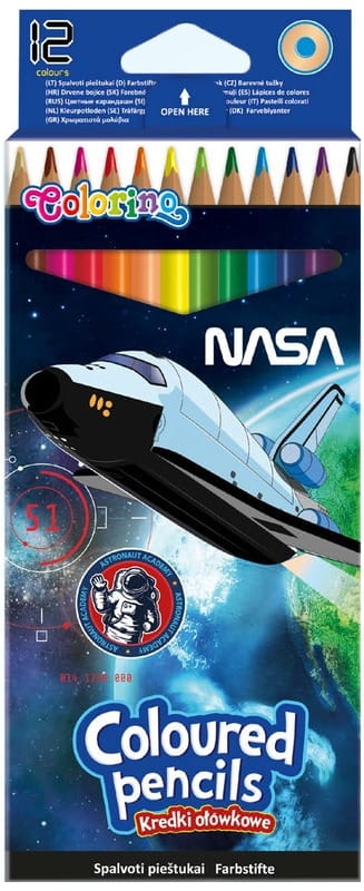 <img src='https://webimage.pl/pics/429/1/d5903686321429.jpg' style='height:440px' /> Kredki ołówkowe trójkątne Colorino NASA 12 kolorów