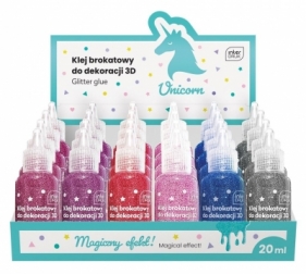 Klej do dekoracji brokatowy 20ml Unicorn (24szt)