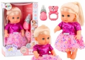 Lalka w różowej sukience siusiająca butelka dźwięk