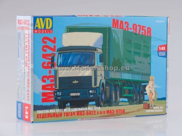 MAZ-6422 Tractor Truck with Semitrailer MAZ-9758 model kit (7043AVD)
