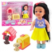 Laleczka mini w sukience z pieskiem