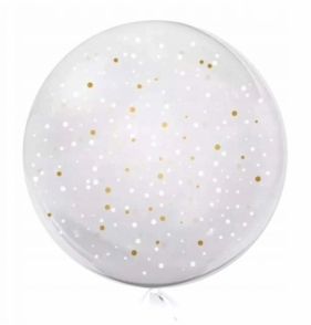 Tuban, balon 45 cm - Kropki, biały i złoty (TB 3643)