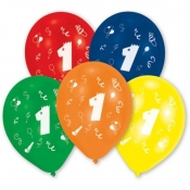 Balony lateksowe cyfra 1, 10 sztuk (48943)