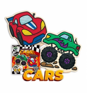 Zestaw do kolorowania plasteliną na drewnie - auta