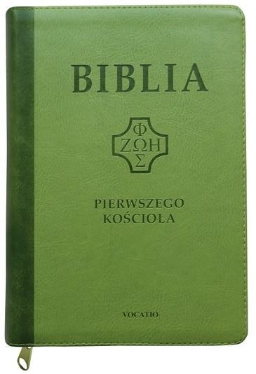 Biblia Pierwszego Kościoła jasnozielona z paginatorami i suwakiem