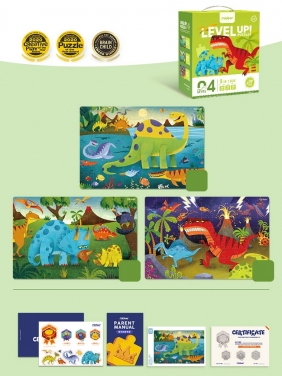 Level up! Zestaw dziecięcych puzzli dla zaawansowanych - Dinozaury