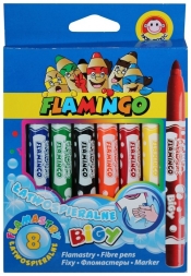 Flamastry łatwospieralne Flamingo Bigy 8 kolorów (175053)