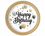 Talerzyki papierowe Happy Birthday 23cm 8szt
